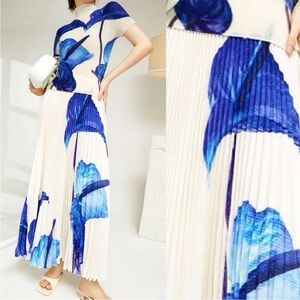 Pleated skirt and top outfit